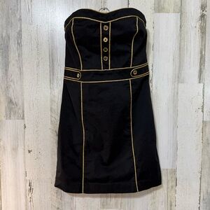 Divided Black and Gold Strapless Sheath Dress